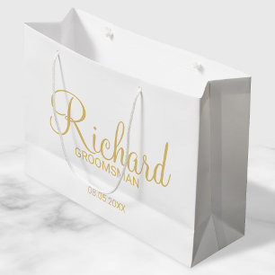 Modern Script Gold Personalized Groomsman Groot Cadeauzakje