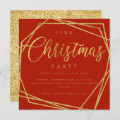MODERN Script Gold Red Foil Lijst kerst Kaart (Voorkant / Achterkant)