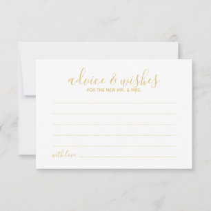 Modern Script Gold Wedding Advice en wenst Kaart