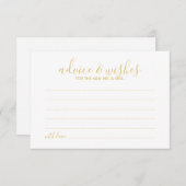 Modern Script Gold Wedding Advice en wenst Kaart (Voorkant / Achterkant)