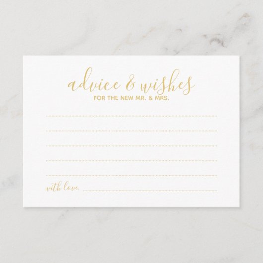 Modern Script Gold Wedding Advice en wenst Kaart (Voorkant)
