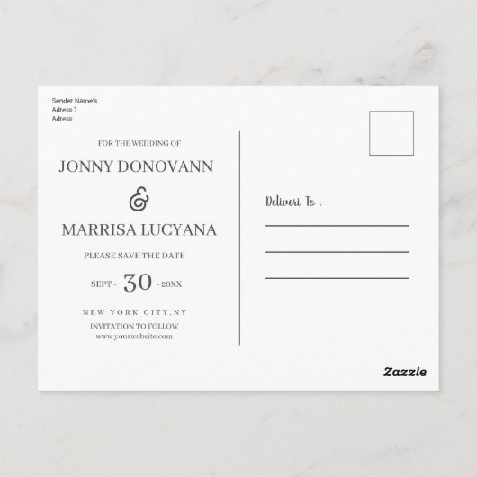 Modern Script Gold Wedding Briefkaart (Achterkant)