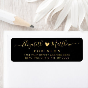 Modern Script Gold Wedding Return-adreslabel Etiket