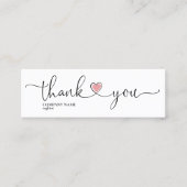 modern script gooit roze hart bedankt voor je opdr mini visitekaartje (Voorkant)