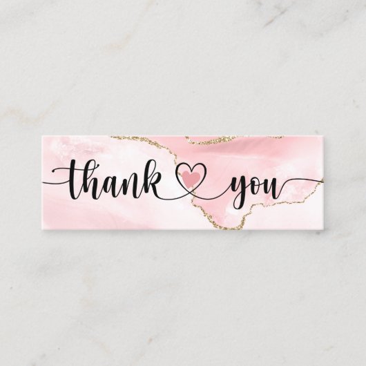 modern script gooit roze hart bedankt voor je opdr mini visitekaartje (Voorkant)