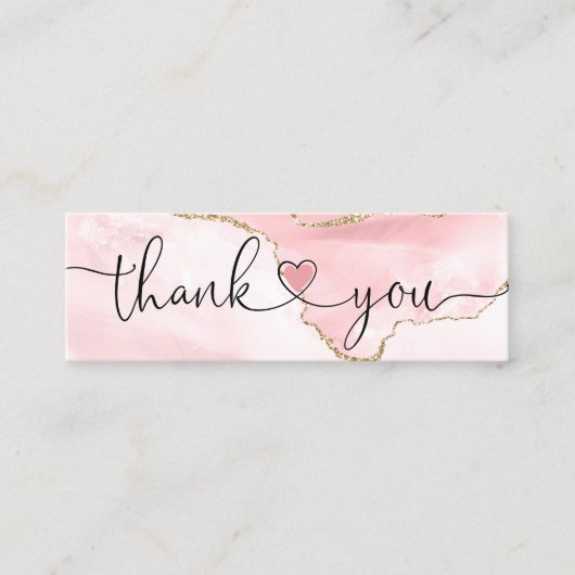 modern script gooit roze hart bedankt voor je opdr mini visitekaartje (Voorkant)