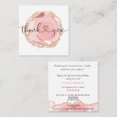 modern script gooit roze hart bedankt voor je opdr vierkante visitekaartje (Voorkant / Achterkant)