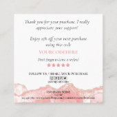 modern script gooit roze hart bedankt voor je opdr vierkante visitekaartje (Achterkant)