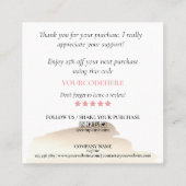 modern script gooit roze hart bedankt voor je opdr vierkante visitekaartje (Achterkant)