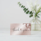 modern script gooit roze hart bedankt voor je opdr visitekaartje (Staand voorkant)