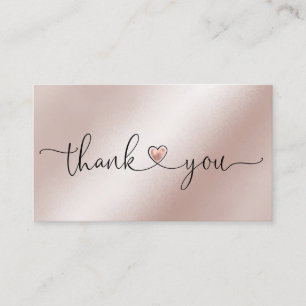 modern script gooit roze hart bedankt voor je opdr visitekaartje