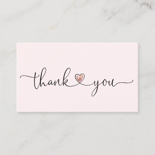 modern script gooit roze hart bedankt voor je opdr visitekaartje (Voorkant)