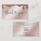modern script gooit roze hart bedankt voor je opdr visitekaartje (Voorkant / Achterkant)