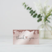 modern script gooit roze hart bedankt voor je opdr visitekaartje (Staand voorkant)