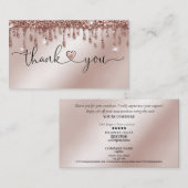 modern script gooit roze hart bedankt voor je opdr visitekaartje (Voorkant / Achterkant)