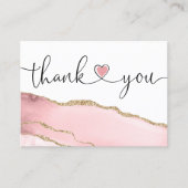 modern script gooit roze hart bedankt voor je opdr visitekaartje (Voorkant)