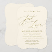 Modern script, goud, huwelijksvlucht receptie kaart (Voorkant / Achterkant)