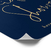 Modern Script Goud Navy Welkom op Bruidsfeest Poster (Hoek)
