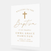 Modern Script Goud Script Baptisme Welkom Acryl Bord (Hoek)