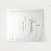 Modern Script Goud Spaans Bautizo Achtergrond Wandkleed (Voorkant (horizontaal))