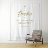 Modern Script Goud Spaans Bautizo Achtergrond Wandkleed (In situ)