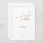 Modern Script Gouden Trouwtafel Nummer, Decor Mini Kaart (Voorkant / Achterkant)