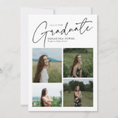 Modern Script Graduate 10 Photo Collage Graduation Aankondiging (Voorkant)