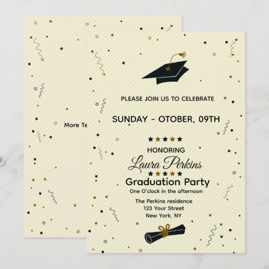 Modern Script Graduate Invitation (Devant / Derrière)
