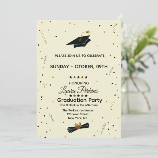 Modern Script Graduate Invitation Kaart (Staand voorkant)