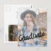 Modern Script Graduate Simple Photo Graduation Briefkaart (Voorkant / Achterkant)