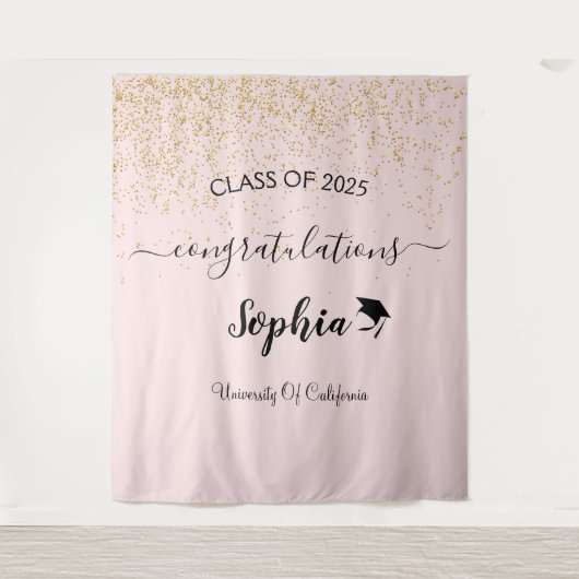 Modern Script Graduation Party Achtergrond | Afstu Wandkleed (Voorkant)