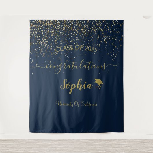 Modern Script Graduation Party Achtergrond | Afstu Wandkleed (Voorkant)