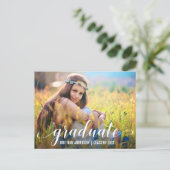 Modern Script Graduation Party Fotouitnodiging W Uitnodiging Briefkaart (Staand voorkant)