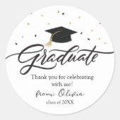 Modern Script Graduation Thank You Sticker (Voorkant)