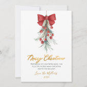 Modern Script Greenery Rode bessen Kerstmis Feestdagenkaart (Voorkant)