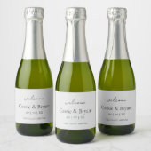 Modern Script Grijs Elegant Bruiloft Welkom Gift Sparkling Wijnetiket (Flessen)