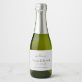Modern Script Grijs Elegant Bruiloft Welkom Gift Sparkling Wijnetiket (Voorkant)