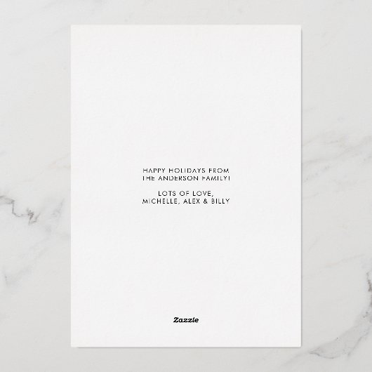 Modern Script Groen Goud Abstract Verf Kerst Folie Feestdagenkaart (Achterkant)