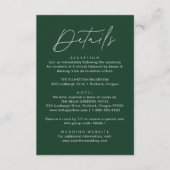Modern Script Groene bruiloft Details Informatiekaartje (Voorkant)