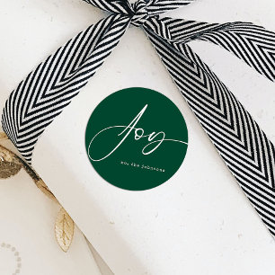 Modern Script Groene Kerstvreugde Ronde Sticker