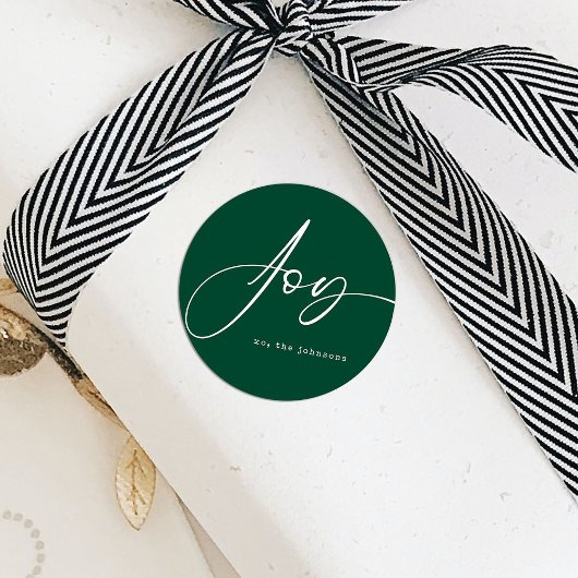 Modern Script Groene Kerstvreugde Ronde Sticker