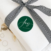 Modern Script Groene Kerstvreugde Ronde Sticker
