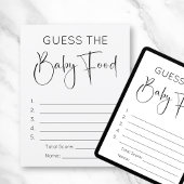 Modern Script Guess Het Baby Food Game Baby shower Kaart