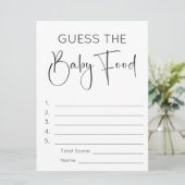 Modern Script Guess Het Baby Food Game Baby shower Kaart (Staand voorkant)