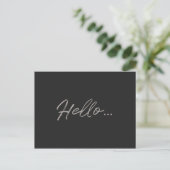 Modern script | Hallo Black Chalk Just to say Briefkaart (Staand voorkant)