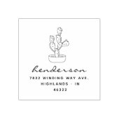 Modern Script Handgetekende Cactus Retouradres Rubberstempel (Afrduk)