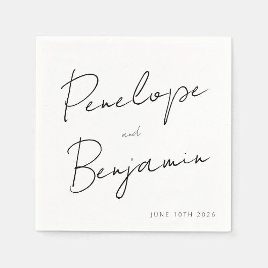 Modern script handschrift Wedding Boho White Servet (Voorkant)