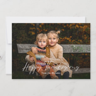 Modern Script Happy Thanksgiving Foto Feestdagenkaart