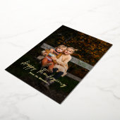 Modern Script Happy Thanksgiving Foto Folie Feestdagenkaart (Gedraaid)