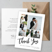 Modern script hart bruiloft foto collage bedankkaart